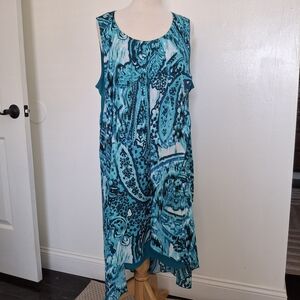 Kate & Mallory Hi Low Tank Dress 2 Layer Plus 1X Blue